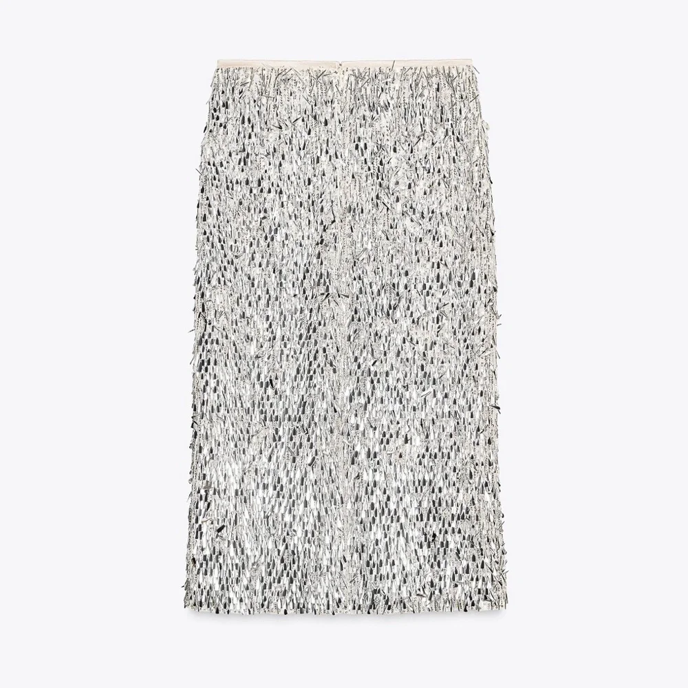 ZARA SEQUIN MIDI SKIRT - Picture 8 of 9